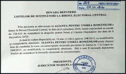 AUR este prima formațiune politică care a depus liste de semnături naționale, listă 100% formată din românii din Diaspora
