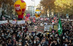 Protest against the newly voted global security law in Paris